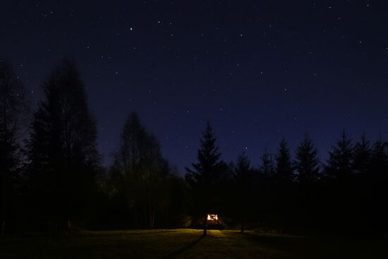 Night-time landscape in Moscow Region