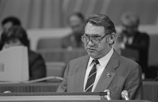 CPSU Politburo Member Yury Maslyukov at 28th Congress of CPSU