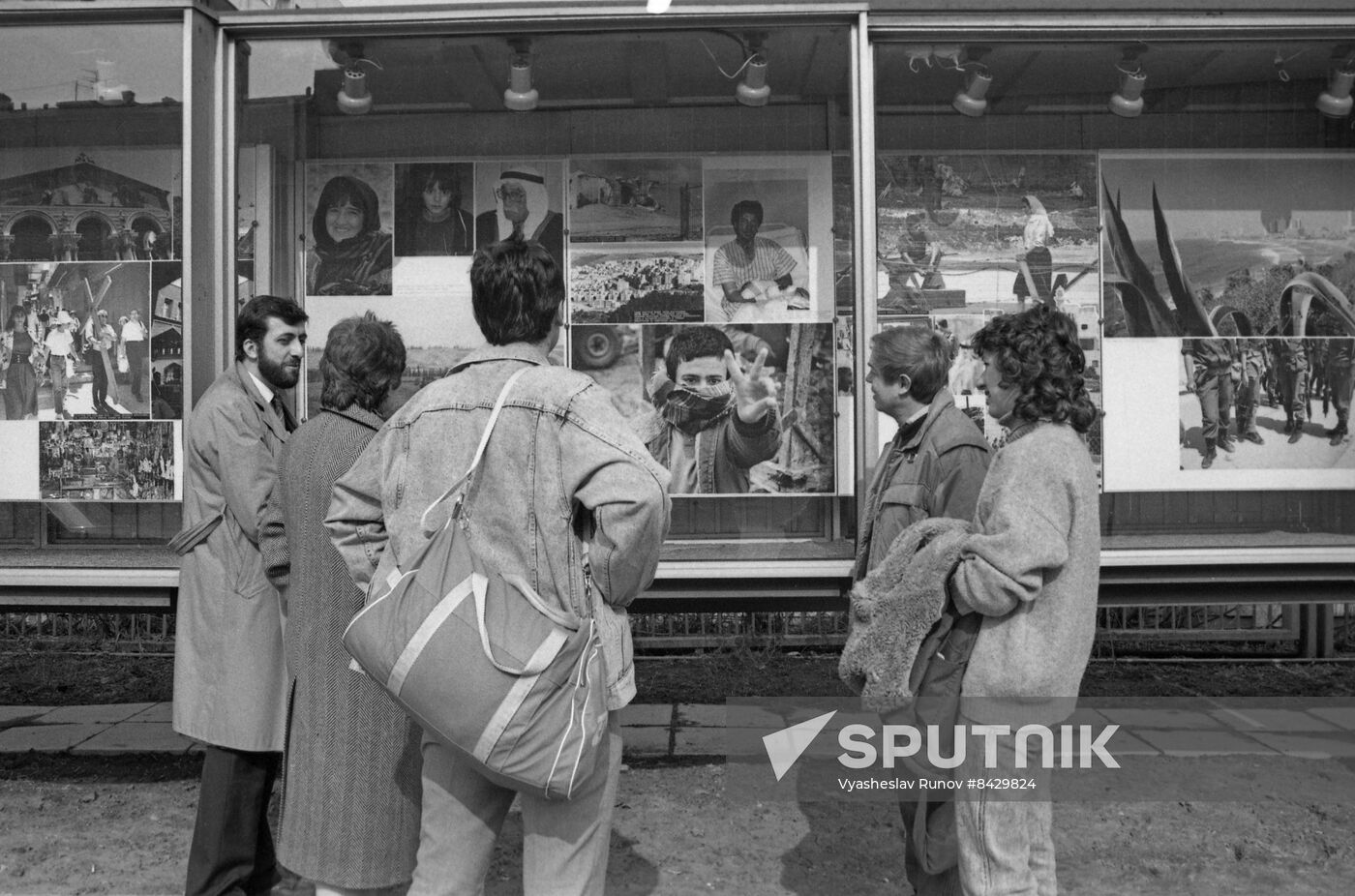 Street photo showcase near Novosti News Agency building in Moscow