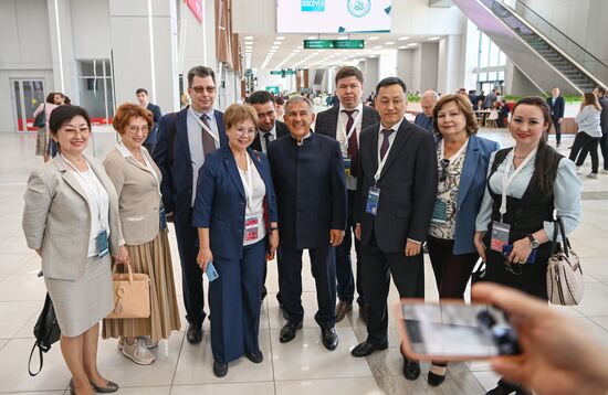 Head of the Republic of Tatarstan Rustam Minnikhanov at the 14th Russia - Islamic World: KazanForum International Economic Forum. Crediting the source is mandatory when using the photo. Location: Russia, Republic of Tatarstan, Kazan. Author: Svetlana Shevchenko/ANO “Directorate for Sports and Social Projects”. Head of Republic of Tatarstan Rustam Minnikhanov visits KAZANFORUM 2023