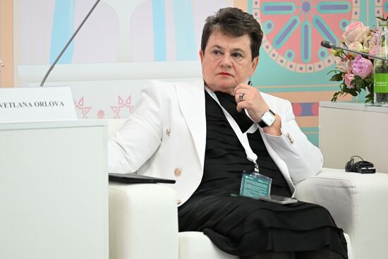 Svetlana Orlova, Auditor of the Accounts Chamber of the Russian Federation, at the opening ceremony of the Women’s Outlook track as part of the XIV International Economic Forum RUSSIA — ISLAMIC WORLD: KAZANFORUM 2023. Crediting the source is mandatory when using the photo. Location: Russia, Republic of Tatarstan, Kazan. Author: Maksim Bogodvid/ANO “Directorate for Sports and Social Projects”. Opening ceremony of the Women’s Outlook track