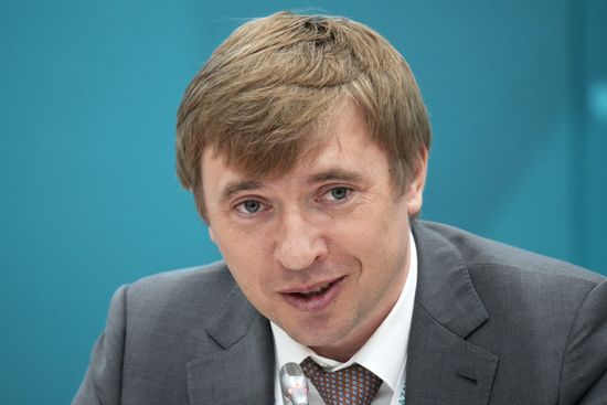 Grigory Gurov, Board Chairman of the All-Russian Public-State Children and Youth Movement, takes part in a plenary session, Opening of the 7th OIC Young Diplomats Forum, during the XIV International Economic Forum "Russia – Islamic World: KazanForum." Crediting the source is mandatory when using the photo. Location: Russia, Republic of Tatarstan, Kazan. Author: Alexei Danichev/ANO “Directorate for Sports and Social Projects”. KAZANFORUM 2023. Opening of 7th OIC Young Diplomats Forum. Plenary session