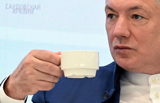 Deputy Prime Minister of Russia Marat Khusnullin at the session on the development of the North-South international transport corridor held as part of the 14th Russia - Islamic World: KazanForum International Economic Forum. Crediting the source is mandatory when using the photo. Location: Russia, Republic of Tatarstan, Kazan. Author: Alexey Maishev/ANO “Directorate for Sports and Social Projects”. KAZANFORUM 2023. On the development of the North-South international transport corridor