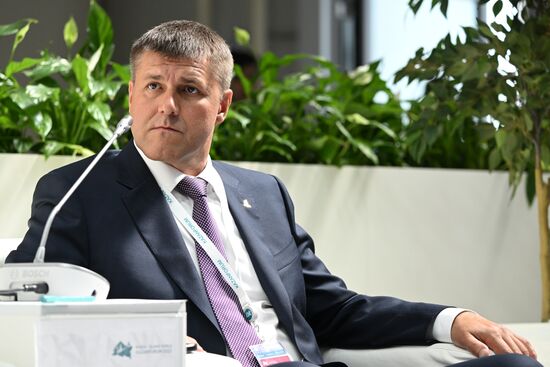 Timur Akhmerov, General Director of Bars Group, at the session on Technological Sovereignty as a Guarantee of Sustainable Development in the Modern World as part of the XIV International Economic Forum RUSSIA — ISLAMIC WORLD: KAZANFORUM 2023. Crediting the source is mandatory when using the photo. Location: Russia, Republic of Tatarstan, Kazan. Author: Maksim Bogodvid/ANO “Directorate for Sports and Social Projects”. KAZANFORUM 2023. Technological Sovereignty as a Guarantee of Sustainable Development in the Modern World