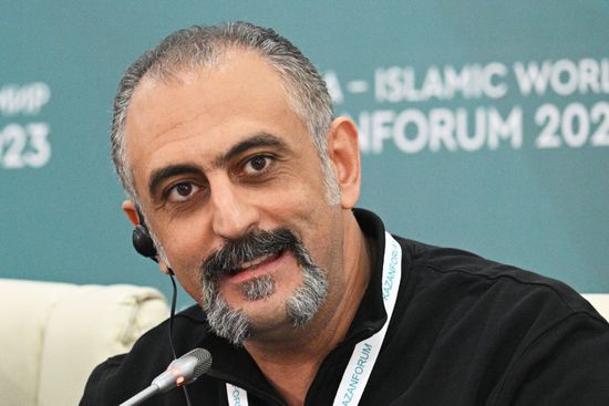 Ziad Baruni, storytelling expert, pitching and critical thinking coach, business consultant, Jordan. Press conference on the opening of 9th Kazan Forum of Young Entrepreneurs of OIC Countries, during the 14th Russia - Islamic World: KazanForum International Economic Forum. Crediting the source is mandatory when using the photo. Location: Russia, Republic of Tatarstan, Kazan. Author: Ramil Sitdikov/ANO “Directorate for Sports and Social Projects”. KAZANFORUM 2023. Press conference on the opening of 9th Kazan Forum of Young Entrepreneurs of OIC Countries