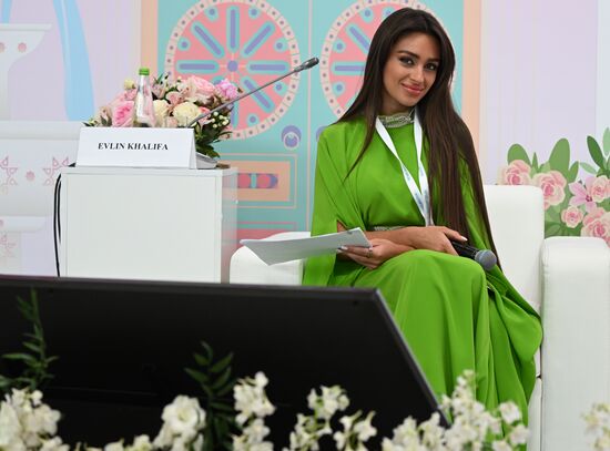 Miss Universe Bahrain Evelyn Khalifa at the Beauty and Health According to Sharia Standards session held as part of the 14th Russia - Islamic World: KazanForum International Economic Forum. Crediting the source is mandatory when using the photo. Location: Russia, Republic of Tatarstan, Kazan. Author: Maksim Bogodvid/ANO “Directorate for Sports and Social Projects”. KAZANFORUM 2023. Beauty and health according to Sharia standards