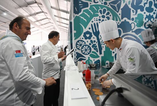 Opening of the International Cup of Chefs KazanForum 2023 as part of the 14th Russia - Islamic World: KazanForum International Economic Forum. Chefs' national teams from 11 countries will compete in the art of cuistine. Crediting the source is mandatory when using the photo. Location: Russia, Republic of Tatarstan, Kazan. Author: Svetlana Shevchenko/ANO “Directorate for Sports and Social Projects”. KAZANFORUM 2023. Dialogue of Cultures: Opening of the International Cup of Chefs KazanForum 2023