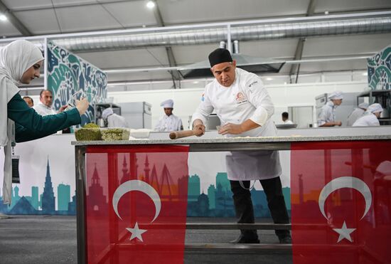 Opening of the International Cup of Chefs KazanForum 2023 as part of the 14th Russia - Islamic World: KazanForum International Economic Forum. Chefs' national teams from 11 countries will compete in the art of cuistine. Crediting the source is mandatory when using the photo. Location: Russia, Republic of Tatarstan, Kazan. Author: Svetlana Shevchenko/ANO “Directorate for Sports and Social Projects”. KAZANFORUM 2023. Dialogue of Cultures: Opening of the International Cup of Chefs KazanForum 2023