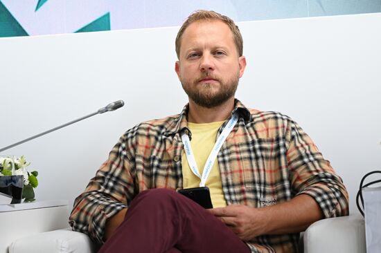 Head of Russoft UAE Office Dmitry Shushkin at the Exporting IT Solutions to OIC Countries panel discussion held as part of the 14th Russia - Islamic World: KazanForum International Economic Forum. Crediting the source is mandatory when using the photo. Location: Russia, Republic of Tatarstan, Kazan. Author: Maksim Bogodvid/ANO “Directorate for Sports and Social Projects”. KAZANFORUM 2023. Exporting IT Solutions to OIC Countries