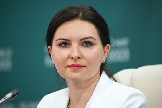 Anna Kudinova, Executive Director of ExactFarming, at the press conference, A Woman’s Perspective on Non-Woman’s Business, held as part of the XIV International Economic Forum RUSSIA — ISLAMIC WORLD: KAZANFORUM 2023. Crediting the source is mandatory when using the photo. Location: Russia, Republic of Tatarstan, Kazan. Author: Ramil Sitdikov/ANO “Directorate for Sports and Social Projects”. KAZANFORUM 2023. Press conference: A Woman’s Perspective on Non-Woman’s Business