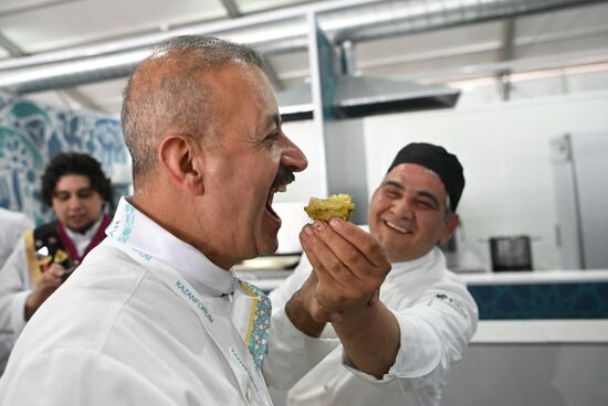 Opening of the International Cup of Chefs KazanForum 2023 as part of the 14th Russia - Islamic World: KazanForum International Economic Forum. Chefs' national teams from 11 countries will compete in the art of cuistine. Crediting the source is mandatory when using the photo. Location: Russia, Republic of Tatarstan, Kazan. Author: Svetlana Shevchenko/ANO “Directorate for Sports and Social Projects”. KAZANFORUM 2023. Dialogue of Cultures: Opening of the International Cup of Chefs KazanForum 2023