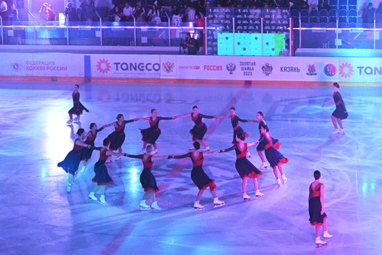A figure skating show before the Golden Puck hockey tournament held as part of the 14th Russia - Islamic World: KazanForum International Economic Forum. Crediting the source is mandatory when using the photo. Location: Russia, Republic of Tatarstan, Kazan. Author: Ramil Sitdikov/ANO “Directorate for Sports and Social Projects”. KAZANFORUM 2023. Golden Puck tournament