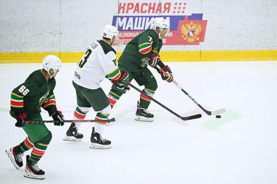 Players during the Golden Puck hockey tournament held as part of the 14th Russia - Islamic World: KazanForum International Economic Forum. Crediting the source is mandatory when using the photo. Location: Russia, Republic of Tatarstan, Kazan. Author: Ramil Sitdikov/ANO “Directorate for Sports and Social Projects”. KAZANFORUM 2023. Golden Puck tournament