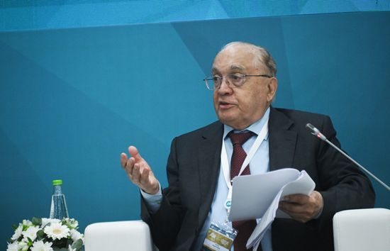 Viktor Sadovnichy, President of the Russian Union of Rectors, Rector of Lomonosov Moscow State University, Academician. Cooperation in Science and Higher Education with OIC Countries, a session during the 14th Russia - Islamic World: KazanForum International Economic Forum. Crediting the source is mandatory when using the photo as stated in the media bank section dedicated to the forum. Location: Russia, Republic of Tatarstan, Kazan. Author: Kirill Kallinikov/ANO “Directorate for Sports and Social Projects”. KAZANFORUM 2023. Cooperation in Science and Higher Education with OIC Countries