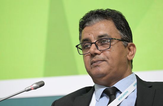 Mohammed Al-Yami, Director General of the OIC Union of News Agencies, at the session on Russia and the Islamic World: Media Cooperation for Sustainable Development and Economic Prosperity as part of the XIV International Economic Forum RUSSIA — ISLAMIC WORLD: KAZANFORUM 2023. Crediting the source is mandatory when using the photo. Location: Russia, Republic of Tatarstan, Kazan. Author: Alexandr Kryazhev/ANO “Directorate for Sports and Social Projects”. KAZANFORUM 2023. Russia and the Islamic World: Media Cooperation for Sustainable Development and Economic Prosperity