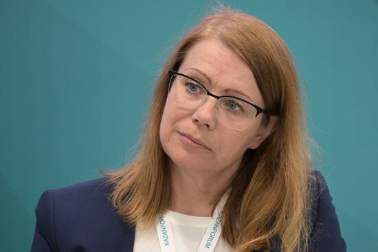 Anna Kulashova, Kaspersky Lab Managing Director for Russia and the CIS, at the session, Cybersecurity Technologies: Exporting Solutions for Critical Information Infrastructure, held as part of the 14th Russia - Islamic World: KazanForum International Economic Forum. Crediting the source is mandatory when using the photo. Location: Russia, Republic of Tatarstan, Kazan. Author: Vladimir Astapkovich/ANO “Directorate for Sports and Social Projects”. KAZANFORUM 2023. Cybersecurity Technologies: Exporting Solutions for Critical Information Infrastructure