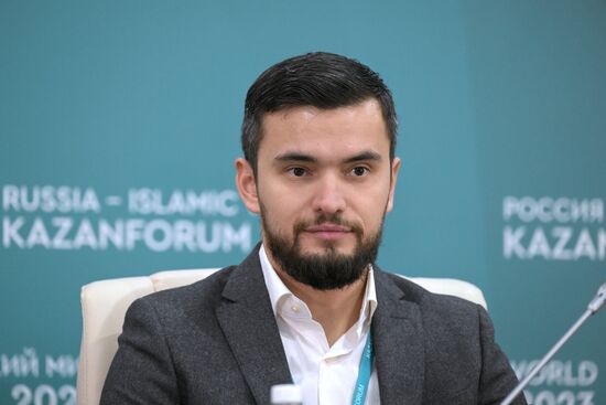 Ildar Nizameev, Director of the IT company ILAR, at a press conference on the promotion of national heroes held as part of the 14th Russia - Islamic World: KazanForum International Economic Forum. Crediting the source is mandatory when using the photo. Location: Russia, Republic of Tatarstan, Kazan. Author: Evgeny Biyatov/ANO “Directorate for Sports and Social Projects”. KAZANFORUM 2023. Press conference on the promotion of national heroes