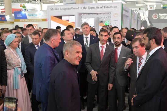 Head of the Republic of Tatarstan Rustam Minnikhanov, foreground, visits the 14th Russia - Islamic World: KazanForum International Economic Forum. Crediting the source is mandatory when using the photo. Location: Russia, Republic of Tatarstan, Kazan. Author: Evgeny Biyatov/ANO “Directorate for Sports and Social Projects”. Head of Republic of Tatarstan Rustam Minnikhanov visits KAZANFORUM 2023