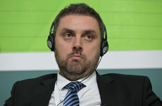 Editor-in-Chief of the Foreign Language Broadcasting at Anadolu Agency Erman Yuksel at session on Russia and the Islamic World: Media Cooperation for Sustainable Development and Economic Prosperity as part of the XIV International Economic Forum RUSSIA — ISLAMIC WORLD: KAZANFORUM 2023. Crediting the source is mandatory when using the photo. Location: Russia, Republic of Tatarstan, Kazan. Author: Alexandr Kryazhev/ANO “Directorate for Sports and Social Projects”. KAZANFORUM 2023. Russia and the Islamic World: Media Cooperation for Sustainable Development and Economic Prosperity