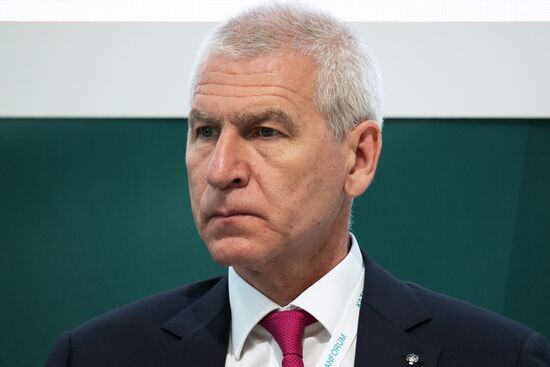 Russian Minister of Sports Oleg Matitsyn at the Sport is a Factor of Sustainable Partnership session held as part of the 14th Russia - Islamic World: KazanForum International Economic Forum. Photos may be used subject to the terms in the forum-specific section of the media bank. Location: Russia, Republic of Tatarstan, Kazan. Author: Alexei Danichev/ANO “Directorate for Sports and Social Projects”. KAZANFORUM 2023. Sport is a factor of sustainable partnership