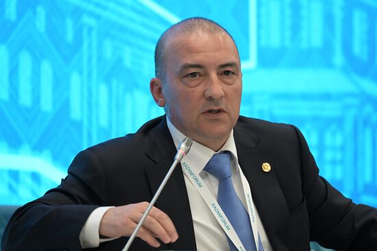 Deputy Prosecutor-General of the Republic of Azerbaijan Elmar Jamalov at the session, Protection of Rights of Entrepreneurs and Investors in Russia and OIC Countries, held as part of the 14th Russia - Islamic World: KazanForum International Economic Forum. Photos may be used as stated in the media bank section concerning the forum. Location: Russia, Republic of Tatarstan, Kazan. Author: Evgeny Biyatov/ANO “Directorate for Sports and Social Projects”. KAZANFORUM 2023. Protection of Rights of Entrepreneurs and Investors in Russia and OIC Countries