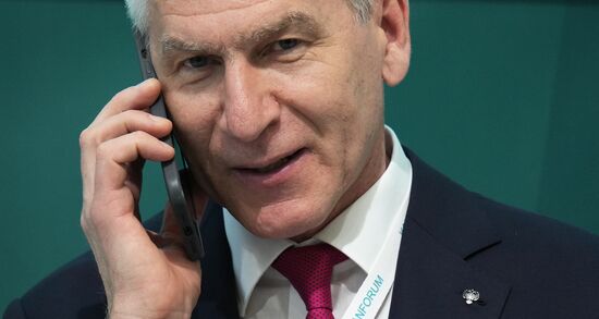 Russian Minister of Sports Oleg Matitsyn at the Sport is a Factor of Sustainable Partnership session held as part of the 14th Russia - Islamic World: KazanForum International Economic Forum. Photos may be used subject to the terms in the forum-specific section of the media bank. Location: Russia, Republic of Tatarstan, Kazan. Author: Alexei Danichev/ANO “Directorate for Sports and Social Projects”. KAZANFORUM 2023. Sport is a factor of sustainable partnership