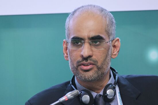 Hussein Samh Al Masruri, Director General of the Center for Food Safety and Quality under the Ministry of Agriculture, Fisheries and Water Resources of the Sultanate of Oman, at the Drivers for the development of Russian AIC export: Halal products session held as part of the 14th Russia - Islamic World: KazanForum International Economic Forum. Photos may be used subject to the terms in the forum-specific section of the media bank. Location: Russia, Republic of Tatarstan, Kazan. Author: Alexey Nikolskiy/ANO “Directorate for Sports and Social Projects”. KAZANFORUM 2023. Drivers for the development of Russian AIC export: Halal products