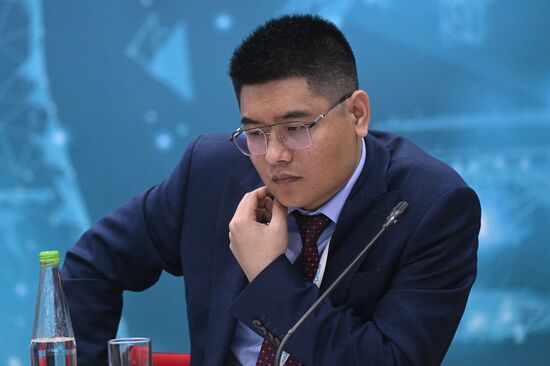 Dali Zhang, Director of the Russian Office of the Chinese Chamber of International Trade, Hunan, at the session on Tools to Support Initiatives and Projects for Introduction and Implementation in the OIC Countries as part of the XIV International Economic Forum RUSSIA — ISLAMIC WORLD: KAZANFORUM 2023. Photos may be used as stated in the media bank section concerning the forum. Location: Russia, Republic of Tatarstan, Kazan. Author: Kirill Kallinikov/ANO “Directorate for Sports and Social Projects”. KAZANFORUM 2023. Tools to Support Initiatives and Projects for OIC Countries