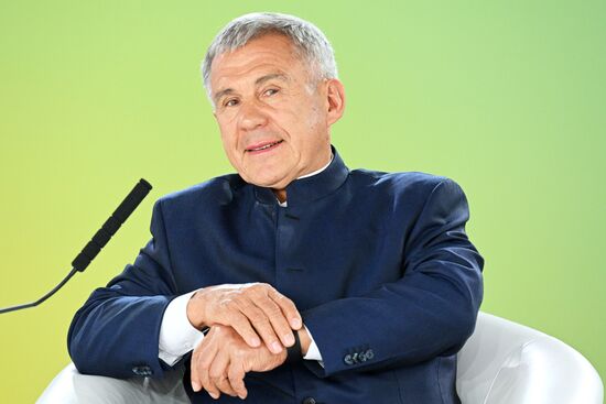 President of the Republic of Tatarstan Rustam Minnikhanov. SBER Leadership in the Development of Partnership Finance in the Russian Federation, a session during the 14th Russia - Islamic World: KazanForum international economic forum. Photos may be used subject to the terms in the forum-specific section of the media bank. Location: Russia, Republic of Tatarstan, Kazan. Author: Ramil Sitdikov/ANO “Directorate for Sports and Social Projects”. KAZANFORUM 2023. SBER Leadership in the Development of Partnership Finance in the Russian Federation