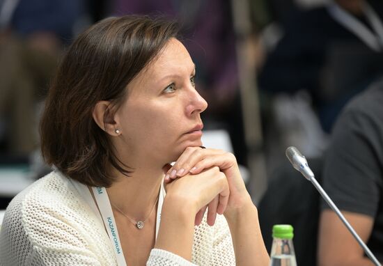 Renata George, Managing Partner of the IZBA venture platform, ICD, at the Expert Council for Selecting Startups in the Innopolis SEZ session held as part of the 14th Russia - Islamic World: KazanForum International Economic Forum. Photos may be used subject to the terms in the forum-specific section of the media bank. Location: Russia, Republic of Tatarstan, Kazan. Author: Vladimir Astapkovich/ANO “Directorate for Sports and Social Projects”. KAZANFORUM 2023. Expert Council for Selecting Startups in the Innopolis SEZ