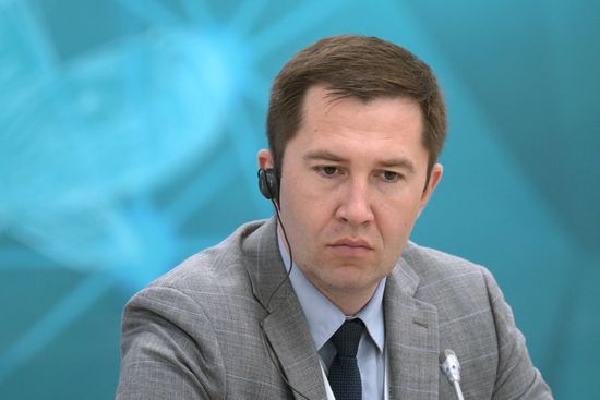 Head of the Cherkizovo Group Innovative Analytical Center Rustam Khafizov at the Russia-Indonesia session held as part of the 14th Russia - Islamic World: KazanForum International Economic Forum. Photos may be used subject to the terms in the forum-specific section of the media bank. Location: Russia, Republic of Tatarstan, Kazan. Author: Evgeny Biyatov/ANO “Directorate for Sports and Social Projects”. KAZANFORUM 2023. Russia-Indonesia