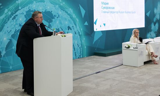 Deputy Prime Minister of Russia Alexei Overchuk at the Russia - Azerbaijan session held as part of the 14th Russia - Islamic World: KazanForum International Economic Forum. Photos may be used subject to the terms in the forum-specific section of the media bank. Location: Russia, Republic of Tatarstan, Kazan. Author: Alexandr Kryazhev/ANO “Directorate for Sports and Social Projects”. KAZANFORUM 2023. Russia - Azerbaijan