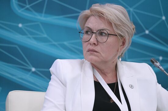 Advisor to the Chairman of the National Bank of Kyrgyzstan Madina Davletbayeva at the session, Prospects of Legal Regulation of Partner Financing in Russia, held as part of the 14th Russia - Islamic World: KazanForum International Economic Forum. Photos may be used subject to the terms in the forum-specific section of the media bank. Location: Russia, Republic of Tatarstan, Kazan. Author: Kirill Kallinikov/ANO “Directorate for Sports and Social Projects”. KAZANFORUM 2023. Prospects of Legal Regulation of Partner Financing in Russia