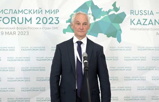 Russian First Deputy Prime Minister Andrei Belousov during the 14th Russia - Islamic World: KazanForum International Economic Forum. Photos may be used as stated in the media bank section concerning the forum. Location: Russia, Republic of Tatarstan, Kazan. Author: Pavel Lisitsyn/ANO “Directorate for Sports and Social Projects”. KAZANFORUM 2023. Sidelines