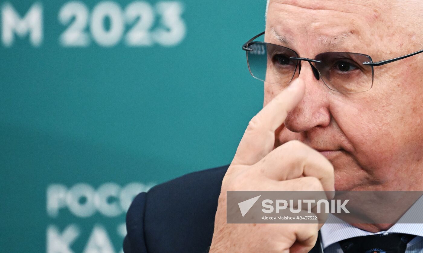 KAZANFORUM 2023. News conference on International Transport Corridor North-South. Russia-East: Logistics; Import-Export