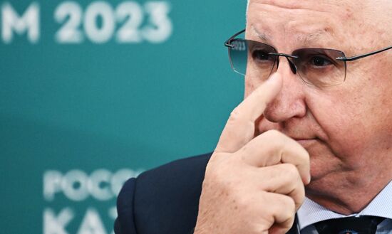 KAZANFORUM 2023. News conference on International Transport Corridor North-South. Russia-East: Logistics; Import-Export