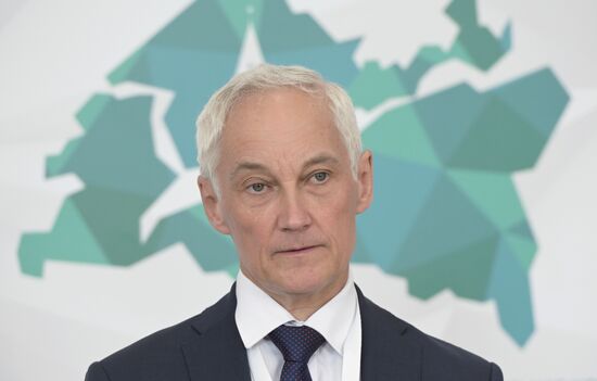 Russian First Deputy Prime Minister Andrei Belousov during the 14th Russia - Islamic World: KazanForum International Economic Forum. Photos may be used as stated in the media bank section concerning the forum. Location: Russia, Republic of Tatarstan, Kazan. Author: Pavel Lisitsyn/ANO “Directorate for Sports and Social Projects”. KAZANFORUM 2023. Sidelines