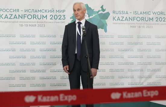Russian First Deputy Prime Minister Andrei Belousov during the 14th Russia - Islamic World: KazanForum International Economic Forum. Photos may be used as stated in the media bank section concerning the forum. Location: Russia, Republic of Tatarstan, Kazan. Author: Pavel Lisitsyn/ANO “Directorate for Sports and Social Projects”. KAZANFORUM 2023. Sidelines
