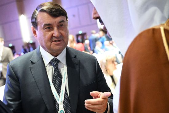 Russian Presidential Aide Igor Levitin ahead of the plenary session of the Russia – Islamic World 14th International Economic Forum: Economy of Trust: Partnership between the Russian Federation and the OIC Countries. Photos may be used subject to the terms in the forum-specific section of the media bank. Location: Russia, Republic of Tatarstan, Kazan. Author: Ramil Sitdikov/ANO “Directorate for Sports and Social Projects”. KAZANFORUM 2023. Plenary session of the Russia – Islamic World 14th International Economic Forum