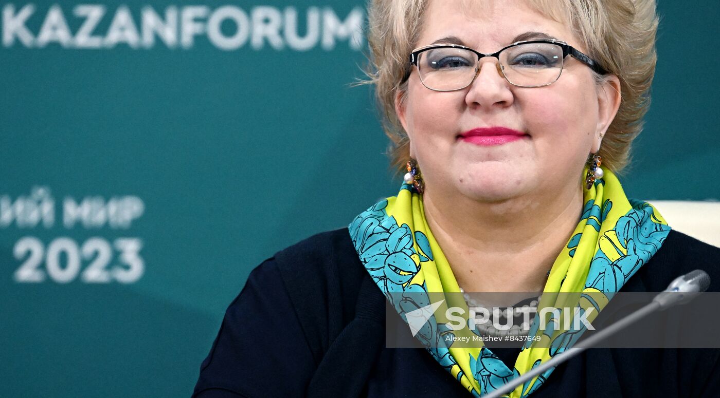 KAZANFORUM 2023. News conference on International Transport Corridor North-South. Russia-East: Logistics; Import-Export