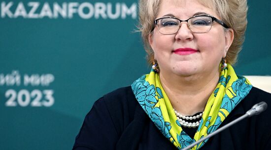 KAZANFORUM 2023. News conference on International Transport Corridor North-South. Russia-East: Logistics; Import-Export