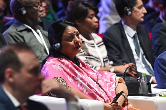 President of the BRICS International Forum Purnima Anand at the plenary session of the Russia – Islamic World 14th International Economic Forum: Economy of Trust: Partnership between the Russian Federation and the OIC Countries. Photos may be used subject to the terms in the forum-specific section of the media bank. Location: Russia, Republic of Tatarstan, Kazan. Author: Ramil Sitdikov/ANO “Directorate for Sports and Social Projects”. KAZANFORUM 2023. Plenary session of the Russia – Islamic World 14th International Economic Forum