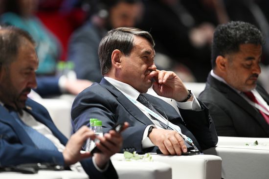 Center: Russian Presidential Aide Igor Levitin at the plenary session of the Russia – Islamic World 14th International Economic Forum: Economy of Trust: Partnership between the Russian Federation and the OIC Countries. Photos may be used subject to the terms in the forum-specific section of the media bank. Location: Russia, Republic of Tatarstan, Kazan. Author: Ramil Sitdikov/ANO “Directorate for Sports and Social Projects”. KAZANFORUM 2023. Plenary session of the Russia – Islamic World 14th International Economic Forum