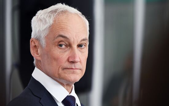 First Deputy Prime Minister of Russia Andrei Belousov at the 14th Russia - Islamic World: KazanForum International Economic Forum. Photos may be used subject to the terms in the forum-specific section of the media bank. Location: Russia, Republic of Tatarstan, Kazan. Author: Svetlana Shevchenko/ANO “Directorate for Sports and Social Projects”. KAZANFORUM 2023. Sidelines