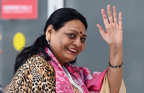 President of the BRICS International Forum Purnima Anand (India) at the 14th Russia - Islamic World: KazanForum International Economic Forum at the Kazan Expo Exhibition Center. Photos may be used subject to the terms in the forum-specific section of the media bank. Location: Russia, Republic of Tatarstan, Kazan. Author: Svetlana Shevchenko/ANO “Directorate for Sports and Social Projects”. KAZANFORUM 2023. Sidelines