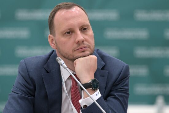 Andrei Bodrov, member of the Board and Director for Strategy, Investment and Business Development at Magnit, at the Russia - Uzbekistan session held as part of the 14th Russia - Islamic World: KazanForum International Economic Forum. Photos may be used subject to the terms in the forum-specific section of the media bank. Location: Russia, Republic of Tatarstan, Kazan. Author: Evgeny Biyatov/ANO “Directorate for Sports and Social Projects”. KAZANFORUM 2023. Russia - Uzbekistan