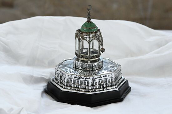 A hair of the Prophet among other relics from Muhammad's times on display at the Commemorative Sign to Mark the Adoption of Islam by the Volga Bulgars museum expo during the Izge Bolgar Zhyeny festival held as part of XIV International Economic Forum "Russia - the Islamic World: KazanForum". Photos may be used as stated in the media bank section concerning the Forum. Location: Russia, Republic of Tatarstan, Bolgar. Author: Maksim Bogodvid/ANO “Directorate for Sports and Social Projects”. KAZANFORUM 2023. Izge Bolgar Zhyeny Festival