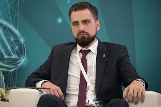 Education Minister of the Astrakhan Region Yegor Ugarov at the session, Russia – Countries of Muslim World in New Matrix of International Economic Relations, held as part of the 14th International Economic Forum Russia - Islamic World: KAZANFORUM. Photos can be used on terms listed in the media-bank's Forum section. Location: Russia, Republic of Tatarstan, Kazan. Author: Vladimir Astapkovich/ANO “Directorate for Sports and Social Projects”. KAZANFORUM 2023. Russia – Countries of Muslim World in New Matrix of International Economic Relations