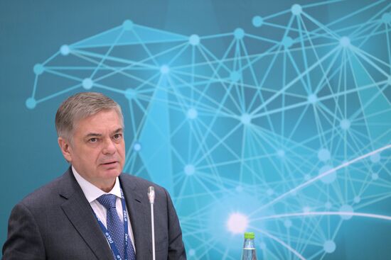 Chairman of the Board of Directors of the Delo Group of Companies Sergei Shishkarev at the session, On the development of the North-South international transport corridor, held as part of the 14th International Economic Forum Russia - Islamic World: KAZANFORUM. Photos can be used on terms listed in the media-bank's Forum section. Location: Russia, Kazan. Author: Evgeny Biyatov/ANO “Directorate for Sports and Social Projects”. KAZANFORUM 2023. On the development of the North-South international transport corridor