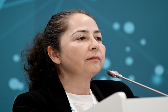 Industry and academic advisor at USHAS, pediatric cardiac surgeon, professor at Biruni University Ece Salihoglu at the Medical Tourism session held as part of the 14th International Economic Forum Russia - Islamic World: KAZANFORUM. Photos can be used on terms listed in the media-bank's Forum section. Location: Russia, Republic of Tatarstan, Kazan. Author: Svetlana Shevchenko/ANO “Directorate for Sports and Social Projects”. KAZANFORUM 2023. Medical tourism